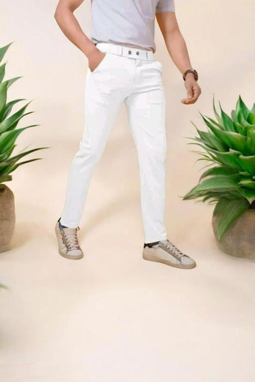 Men’s White Slim Fit Casual Pant