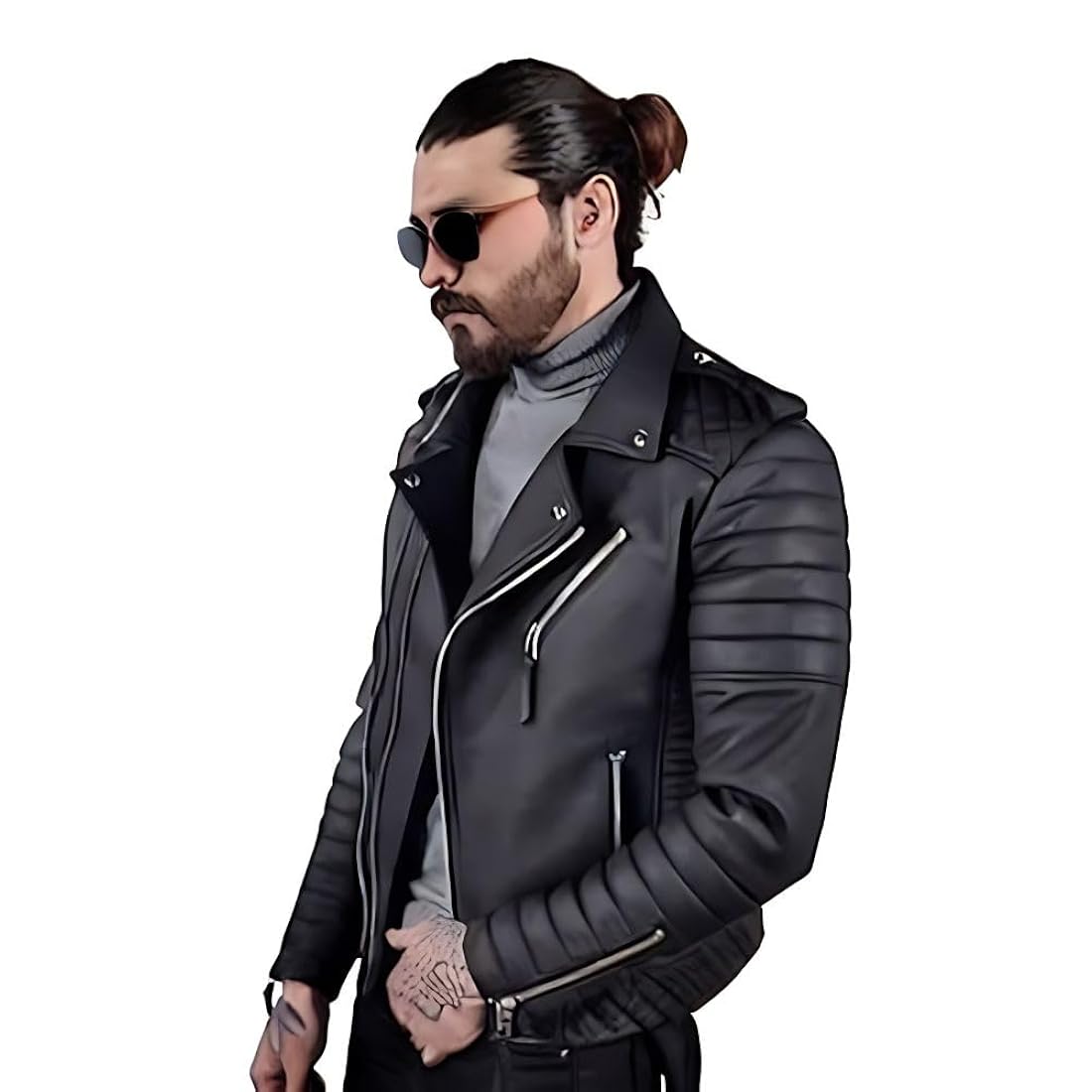 Men's Black Biker Leather Jacket- Bold & Stylish