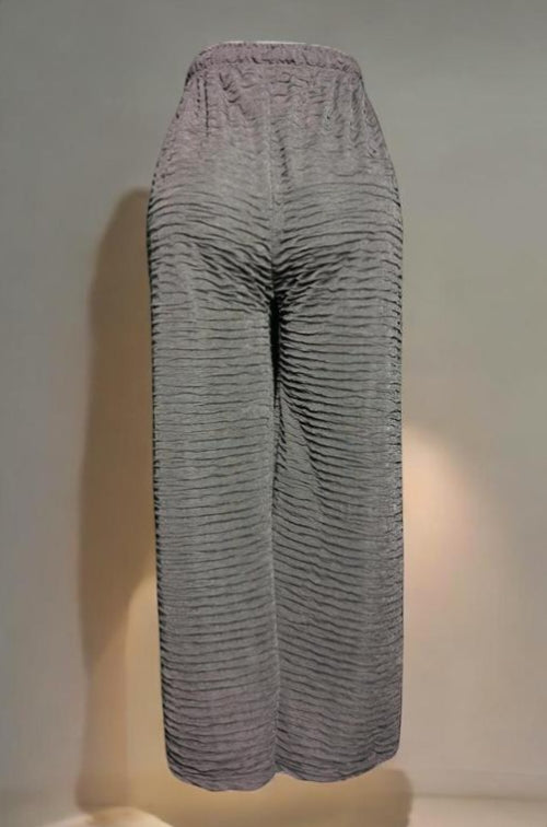 Women wear Brown korean palazzo with designed crinkle and elastic