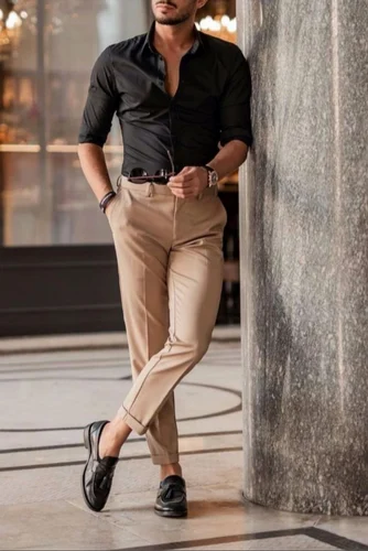 Men's Fashion Wear Combo- Black Shirt & Brown Pant