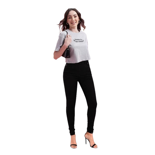 Delulu Crop Top & Black Skinny Jeans Combo – Sassy Meets Sleek