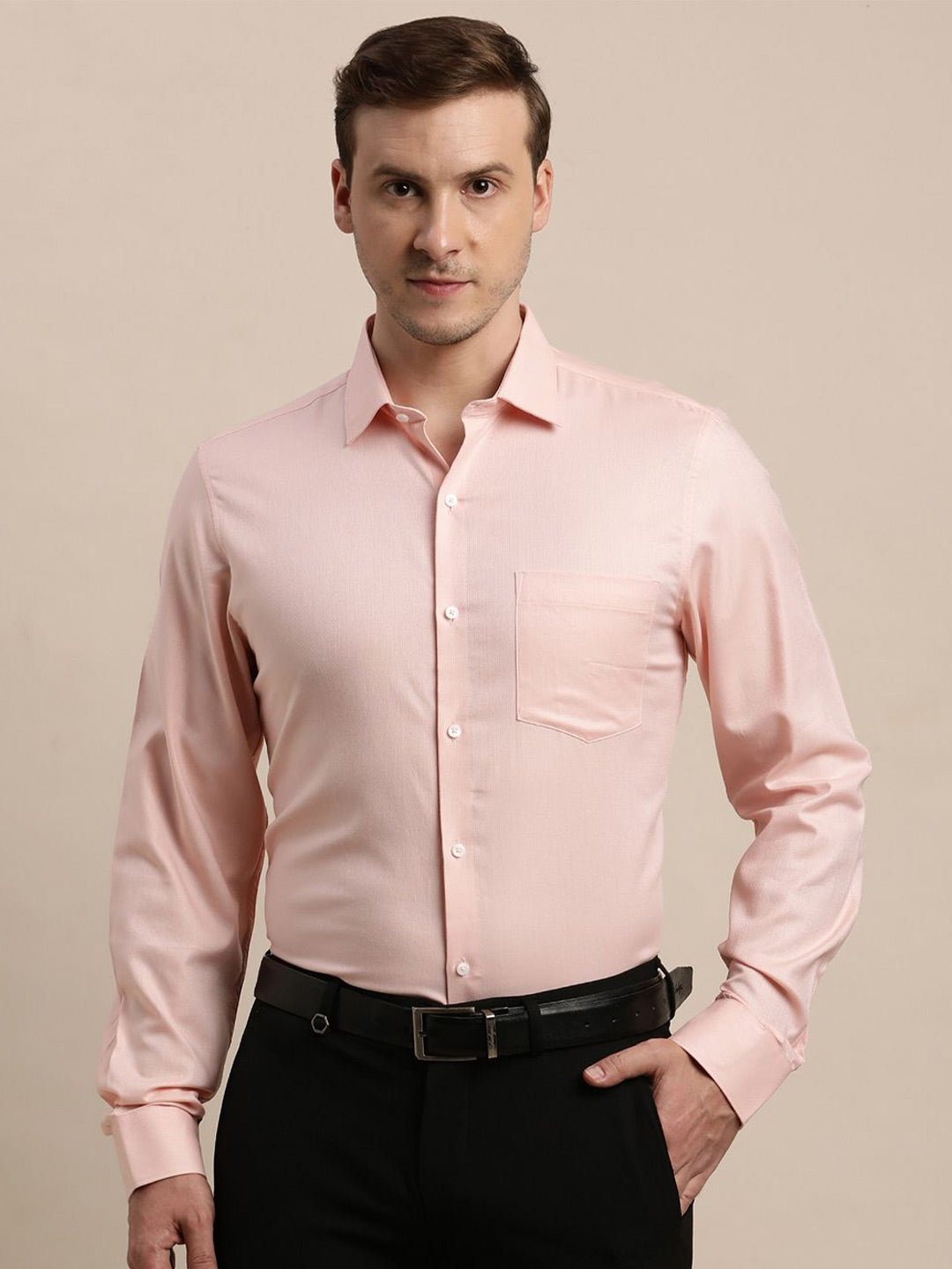Pitch color shirt & Black color pant classy look