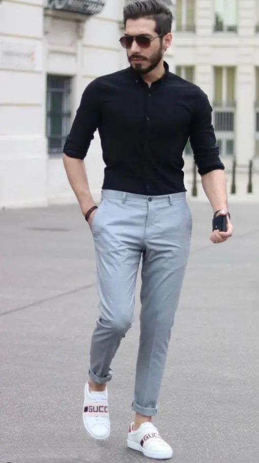 Men's black shirt & Grey trouser