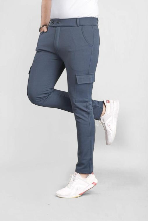 Men’s Blue Slim Fit Cargo Pant