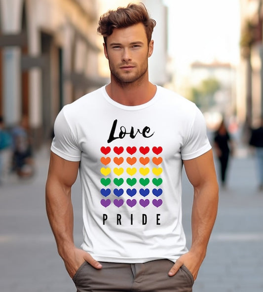 White Love Pride Heart Oversized Tee