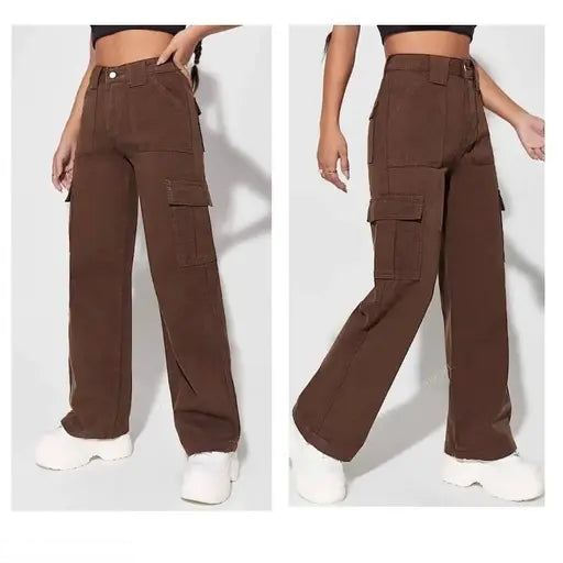 Women’s Brown High-Waist Cargo Pant