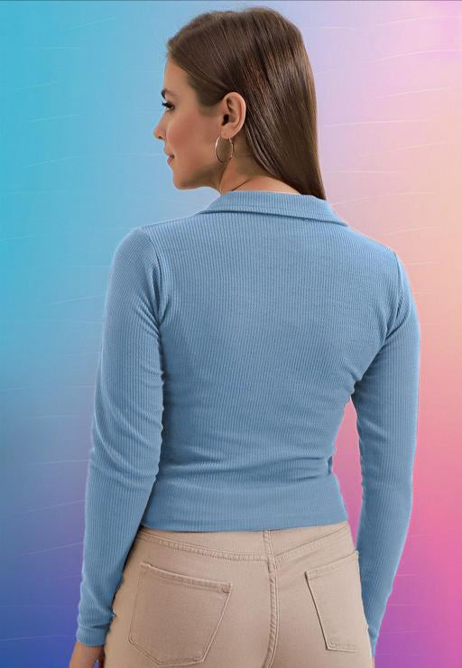 Knit Collared Gradient Top for Women