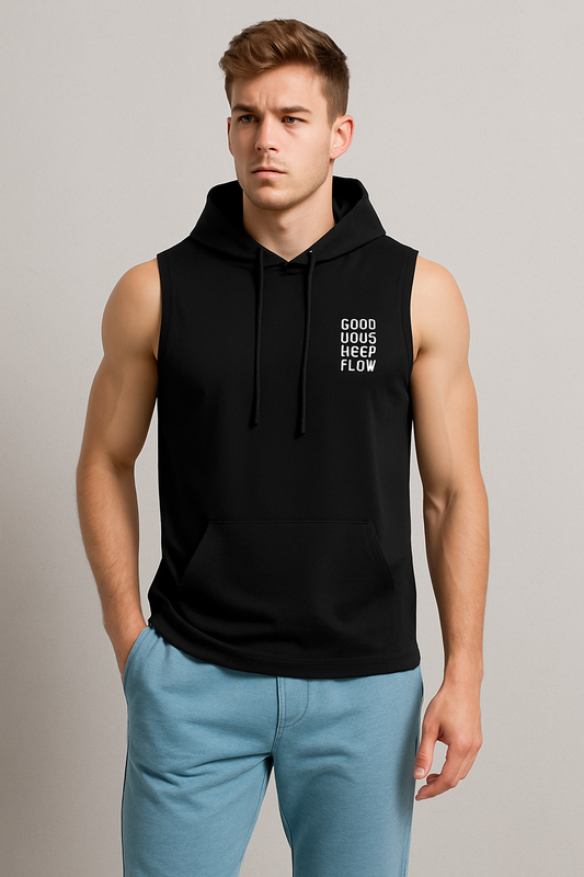 Men’s Black Sleeveless Graphic Hoodie