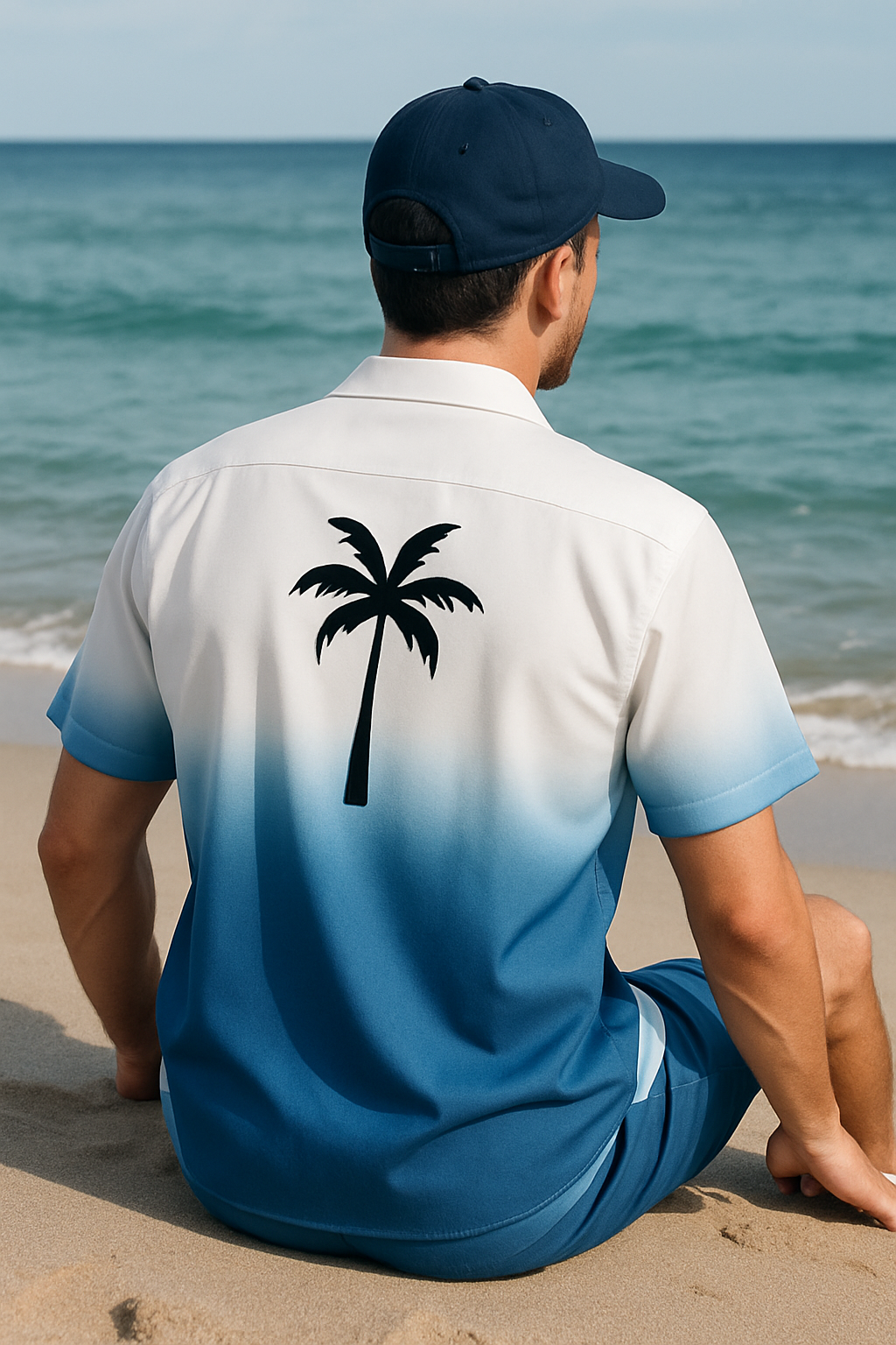 Men's Blue Gradient Summer Vibe Co-ord Set