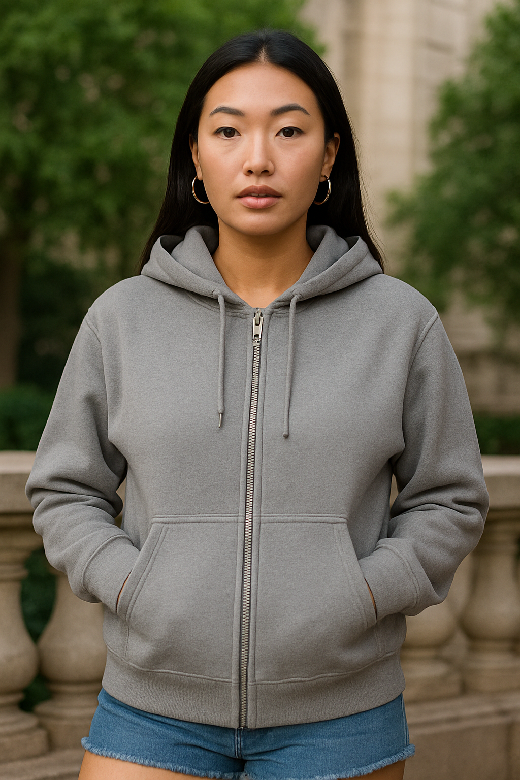 Classic Unisex Zip-Up Hoodie – Solid Color