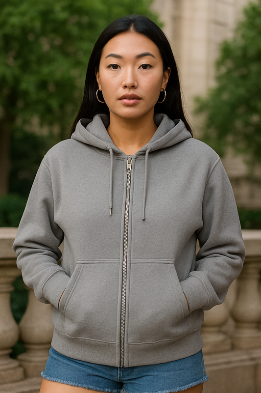 Classic Unisex Zip-Up Hoodie – Solid Color