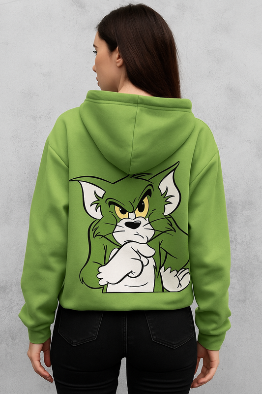 Green Tom Cat Graphic Hoodie